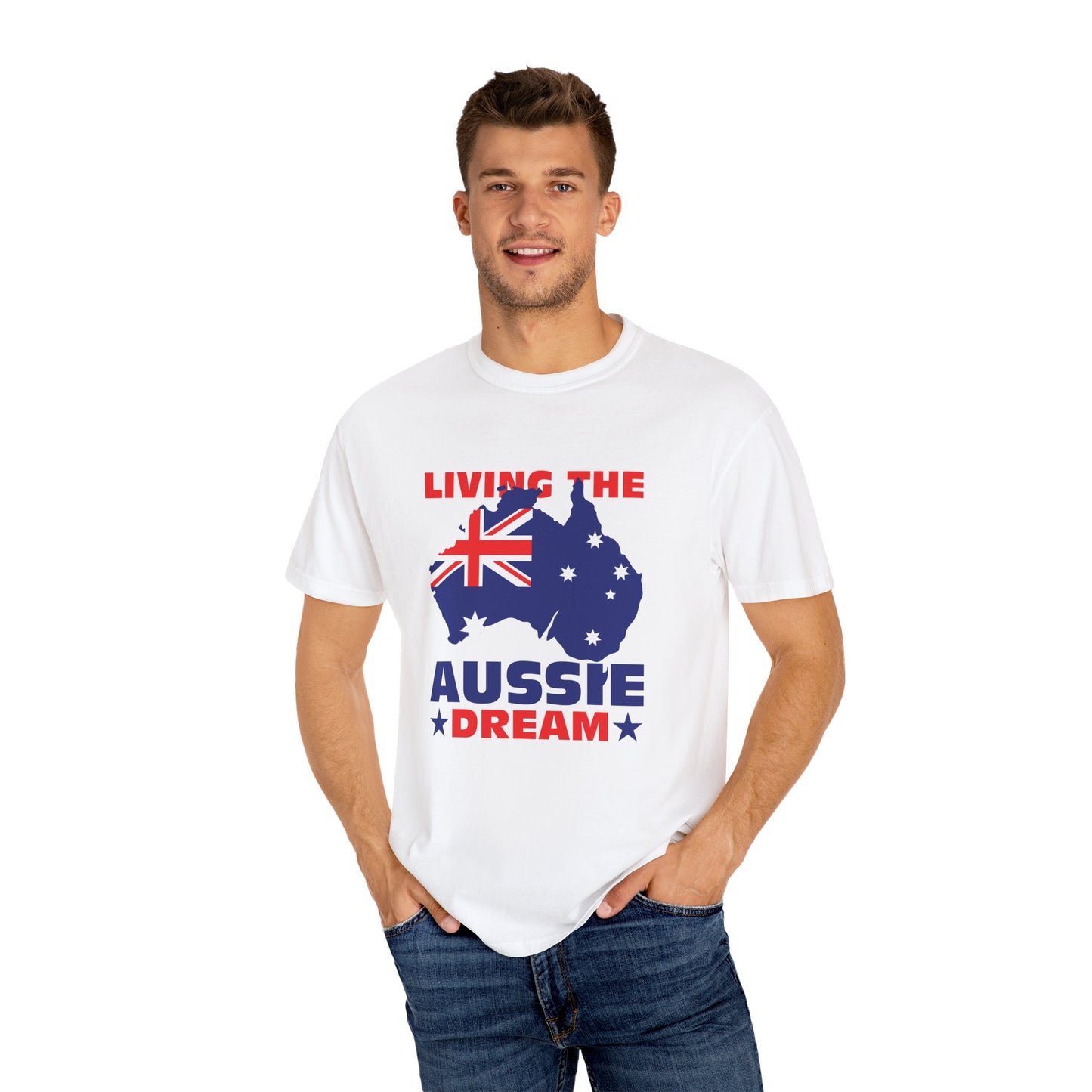 Living the Aussie Dream T-Shirt | Unisex Garment-Dyed Tee Celebrating Australian Spirit – BackToClassy