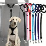 Solid Color Pet Car Seat Belt Nylon Lead Leash Backseat Safety Belt