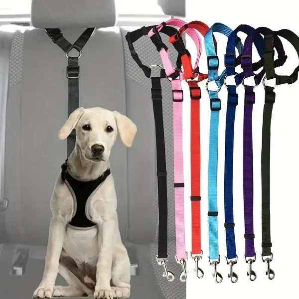 Solid Color Pet Car Seat Belt Nylon Lead Leash Backseat Safety Belt